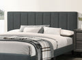 Gorgeous 1Pc Full Size Bed Charcoal Polyfiber Platform Bedframe Slats Bedroom Furniture Box Spring Not Required Full Charcoal Wood Bedroom Modern,Transitional Rubberwood Bed Frame Foam Mdf,Particle