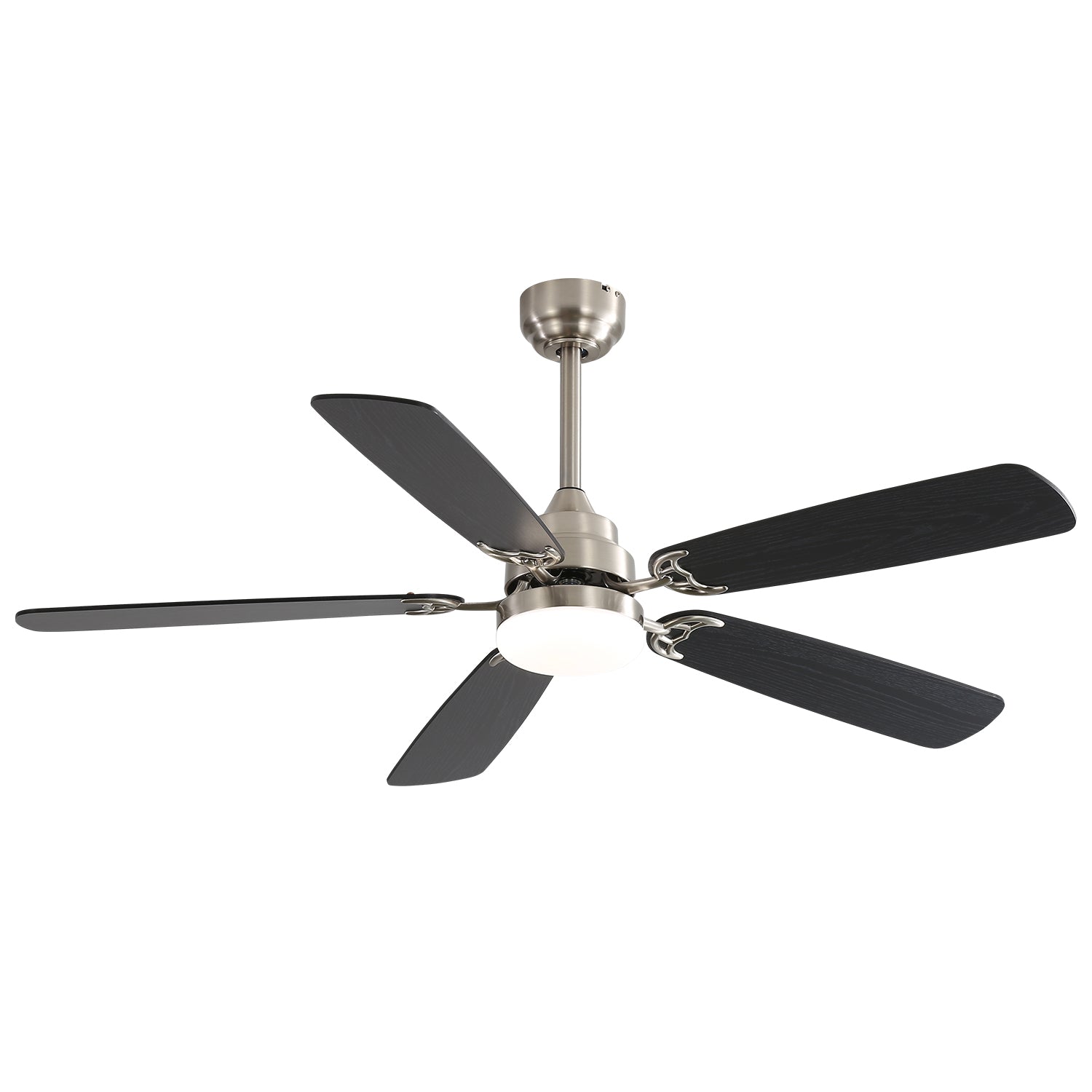 Modern 52 Inch Led Ceiling Fan With 110V 6 Speed Wind 5 Blades Remote Control Reversible Dc Motor With Light Brushed Nickel Mdf