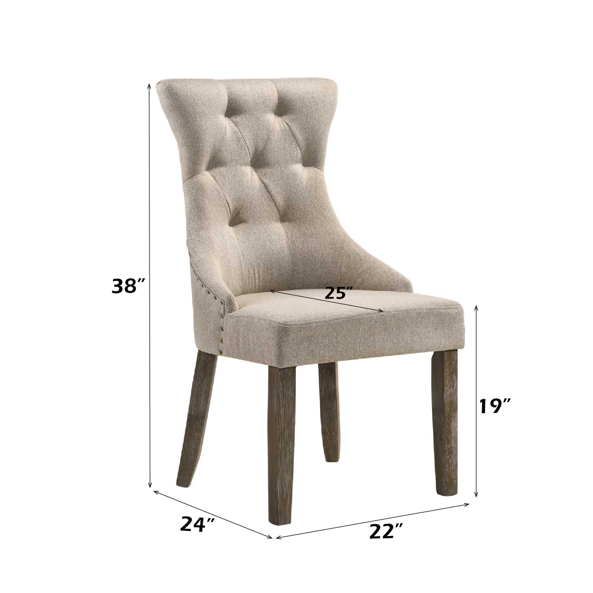 Gabrian Two Tone Beige Fabric & Reclaimed Gray Finish Side Chair Set Of 2 Beige,Gray Fabric,Synthetic Wood
