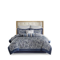 12 Piece Comforter Set With Cotton Bed Sheets Navy Cal King California King Navy Polyester