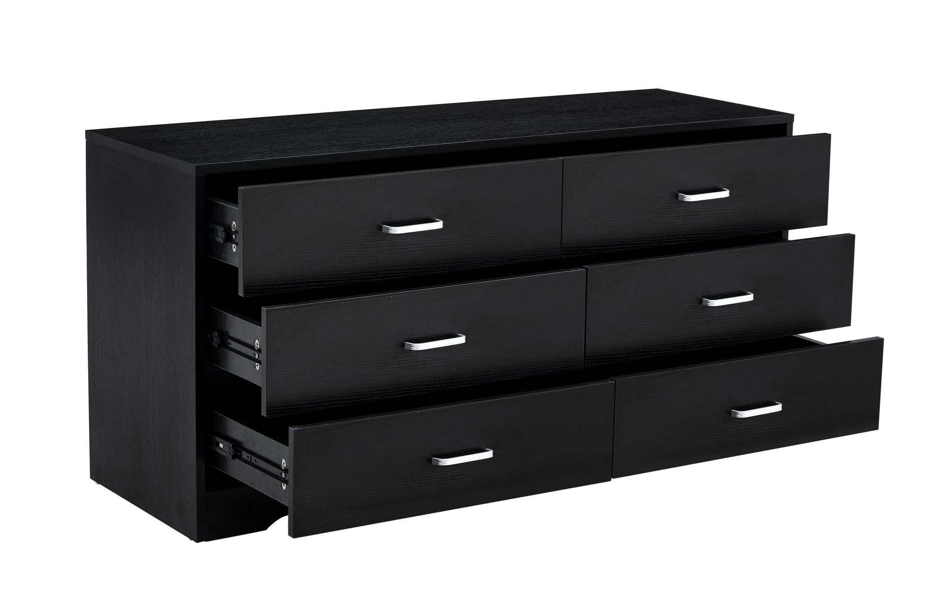 Wood Mdf Boards, 6 Drawers Dresser, Black Black Mdf