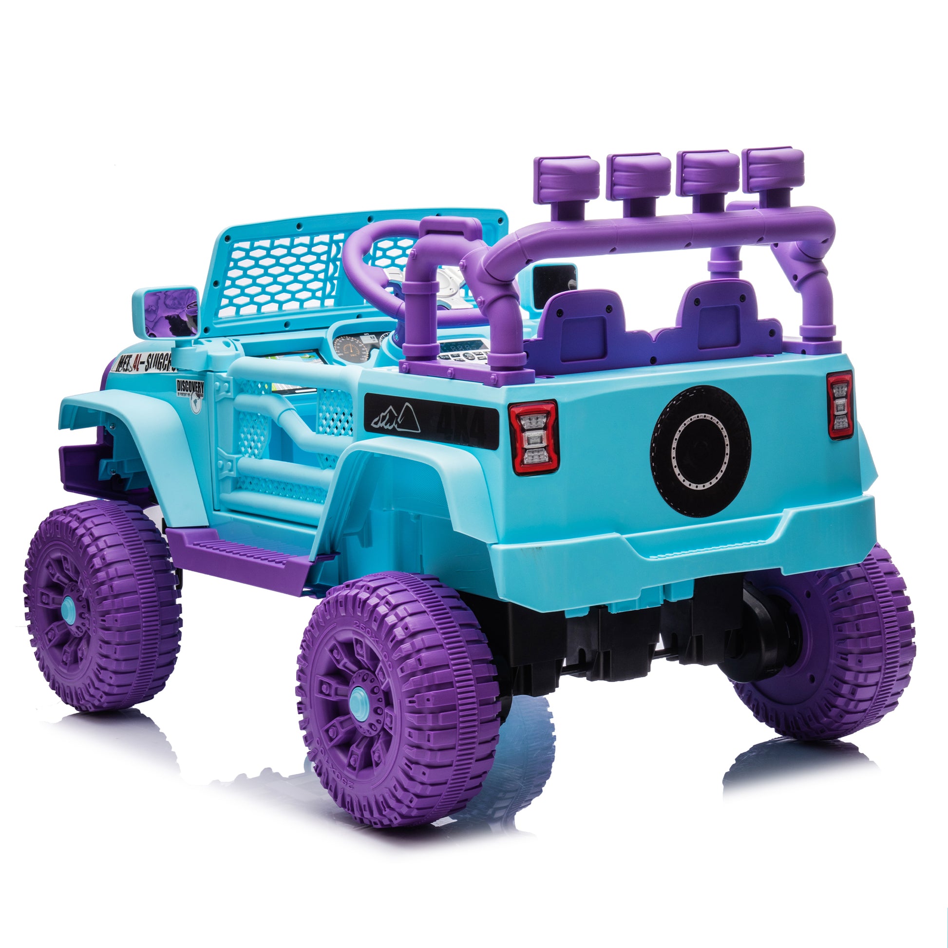 24V Kids Ride On Car W Parents Remote Control,400W Motor,Four Wheel Suspension,Adjustable Speed,Usb,Mp3,Music,Bluetooth,Large Display Screen,Power Display,Portable Handle,Safety Belt For Kids Aged 3 . Purple 50 99 Lbs Polypropylene