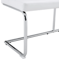 White Shoe Changing Stool, Silver Metal Legs, Sofa Stool Dining Chair, Suitable For Bedroom ,Fitting Room, Storage Room, Dining Room, Living Room. 005 White Pu