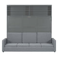 Queen Size Murphy Bed Wall Bed With Sofa,Gray Queen Gray Mdf Lvl