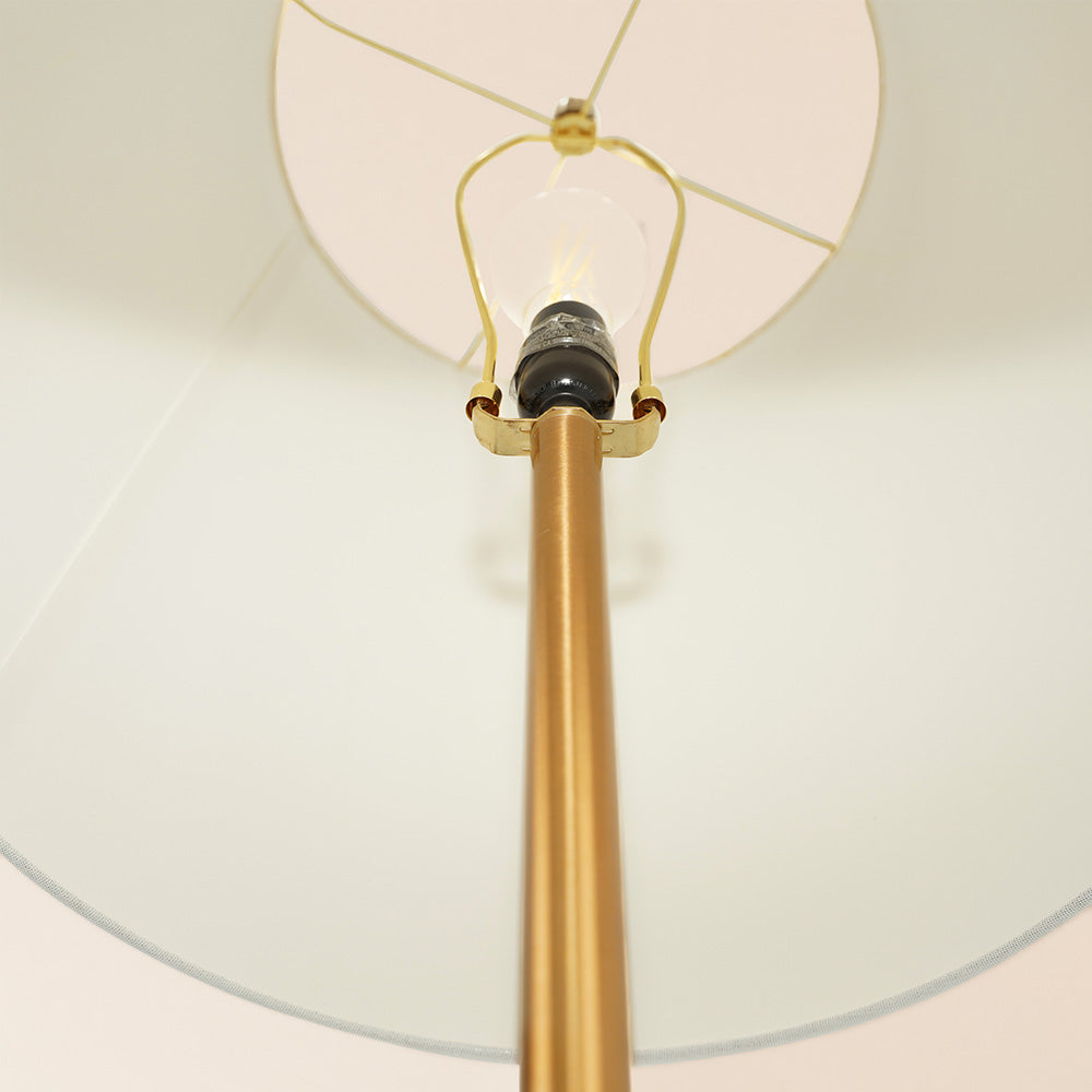 Celestial Modern Floor Lamp With Brass Accent Table With Large White Shade Gold,White Linen,Metal