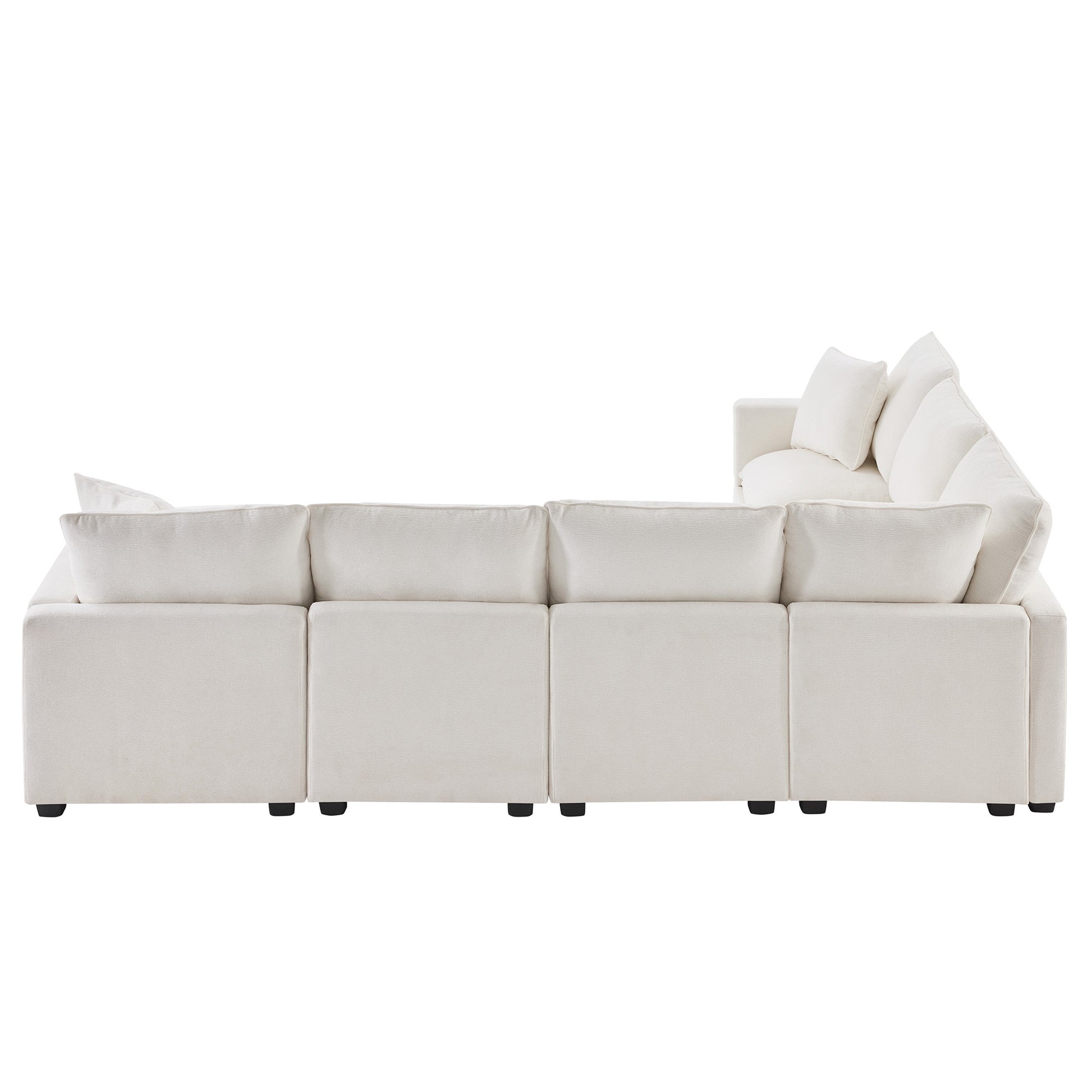 110*84" Modern U Shape Modular Sofa, 7 Seat Chenille Sectional Couch Set With 2 Pillows Included, Freely Combinable Indoor Funiture For Living Room, Apartment, Office, 2 Colors White Chenille 7 Seat