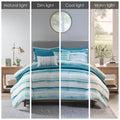 8 Piece Printed Seersucker Comforter And Quilt Set Collection Aqua King Cal King King Aqua Polyester