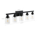 5 Lights Farmhouse Vanity Lights Fixture Rustic Bathroom Light Fixture Bathroom Sconce Black Modern Glass Iron