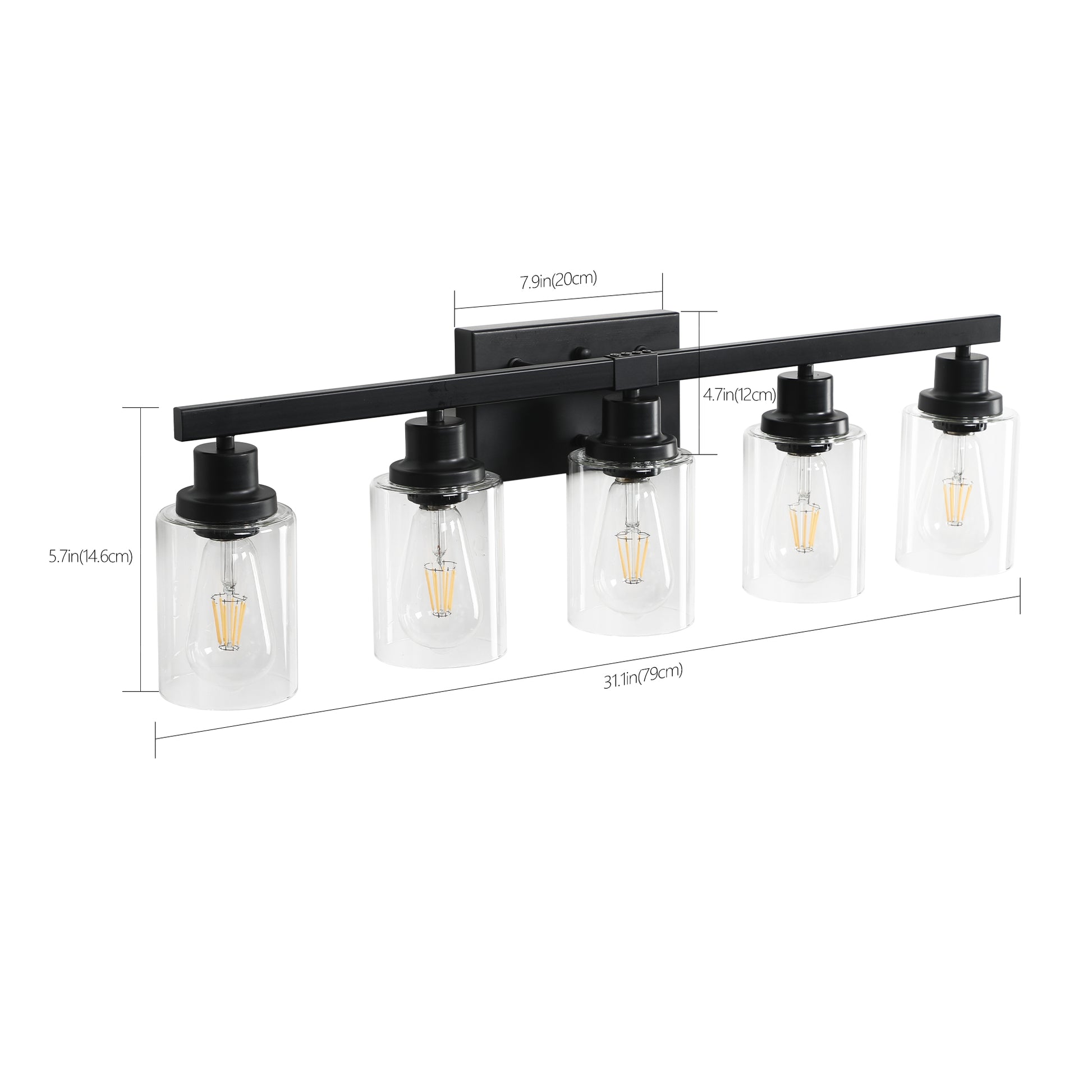 Same As W1340P197622 L001010 B5 5 Lights Farmhouse Vanity Lights Fixture Rustic Bathroom Light Fixture Bathroom Sconce Without Bulbs Black Glass Iron