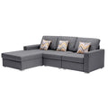 Meg 96 Inch 3 Seater Left Face Sectional Sofa Set, Reversible Chaise, Gray Gray Wood Fabric 4 Seat