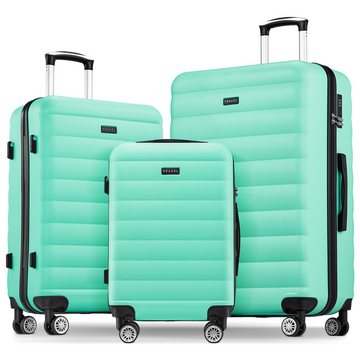 3 Piece Luggage Sets Hardside Lightweight Suitcase With Wheels 20 24 28 Inch Travel Set,Mint Green Mint Green Abs