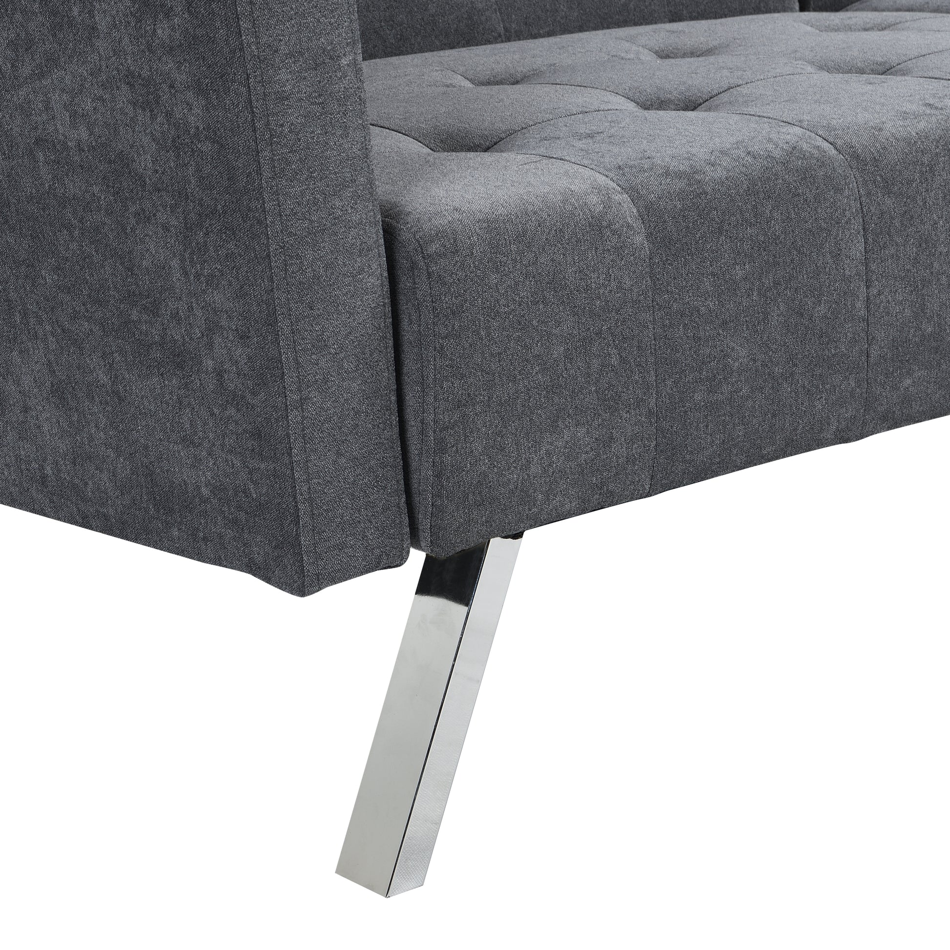 Sofa Bed Convertible Folding Dark Grey Lounge Couch Loveseat Sleeper Sofa Armrests Living Room Bedroom Apartment Reading Room Dark Gray Linen 2 Seat
