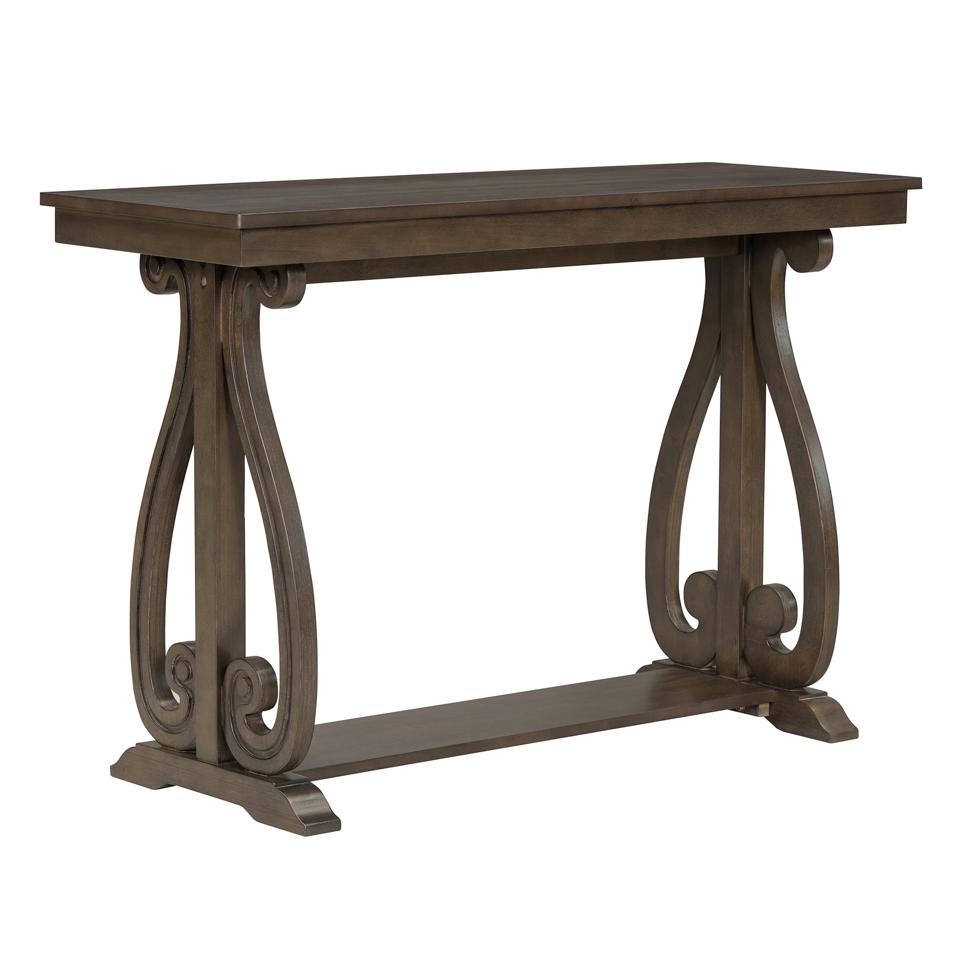 48 Inch Rustic Vintage Console Tablefarmhouse Style Entryway Table With Open Shelf And Sturdy Construction For Entryway And Living Room Walnut Walnut Distressed Finish Primary Living Space Antique,Rustic,Vintage Open Storage Console Tables Brushed