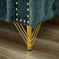 82 Inch Chenille Pull Buckle Design Sofa For Living Room,Buttons Tufted With Copper Nail Decoration Armrest, Modern Couch Upholstered Button And Metal Legs Green Foam Chenille 3 Seat