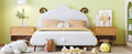 Full Size Upholstered Platform Bed With Sheep Shaped Headboard, White Full White Plywood