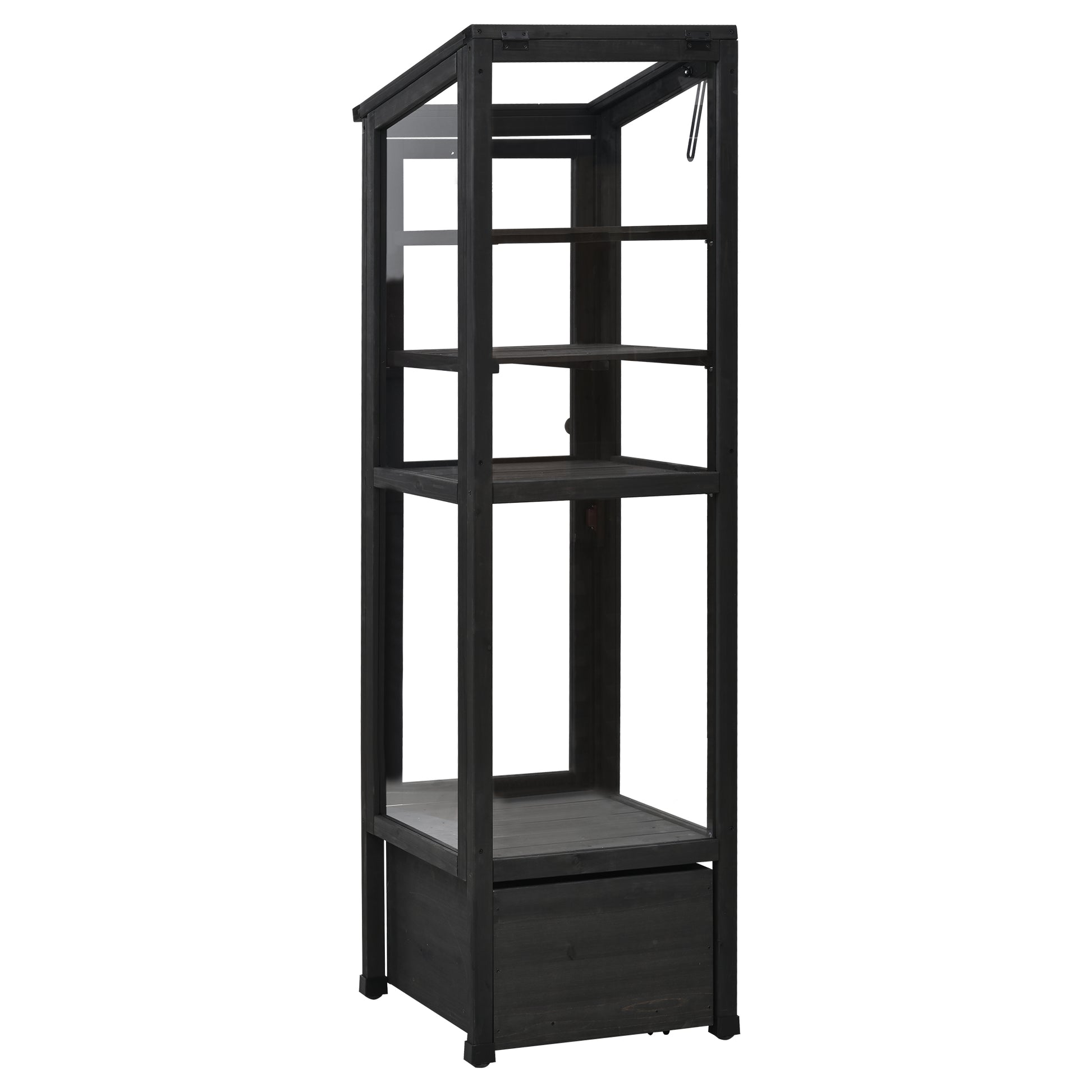 62.4Inch Height Wood Garden Greenhouse Balcony Portable Mini Cold Frame With Movable Storage Box And Adjustable Shelves For Outdoor Indoor Use, Black Black Garden & Outdoor Casual Wood
