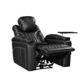 Pu Leather Power Recliner Home Theater Recliner With Power Adjustable Headrest, Wireless Charging Device, Usb Port, Storage Arms, Cup Holder And Swivel Tray Table For Living Room, Black Black Foam Pu Leather