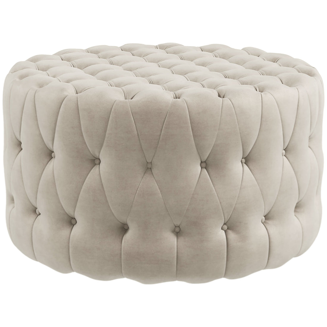 Homcom 31.5" Round Ottoman, Large Velvet Feel Upholstered Foot Stool With Button Tufted Design And Padded Seat For Living Room, Entryway, Beige Beige Polyester