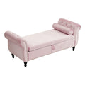 Velvet Multifunctional Storage Rectangular Ottoman Bench With 1 Pillow, Pink Baby Pink Polyester Wood Solid Beige Pine Flip Top Polyester With Storage Velvet