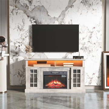 Tvstand,Media Console,Storage Cabinet,Entertainment Center,With Electronicfireplace,Install Theledbluetooth Band,Using The Latest Infrared Heating Technology,Electronic Flame Beautiful,Safe Color:Gray Gray Primary Living Space 60 69 Inches 60 69 Inches