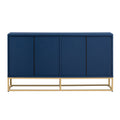 Four Door Metal Handle Storage Cabinet, Adjustable Shelves, Suitable For Corridor, Entrance, Living Room, Study Navy Blue Mdf