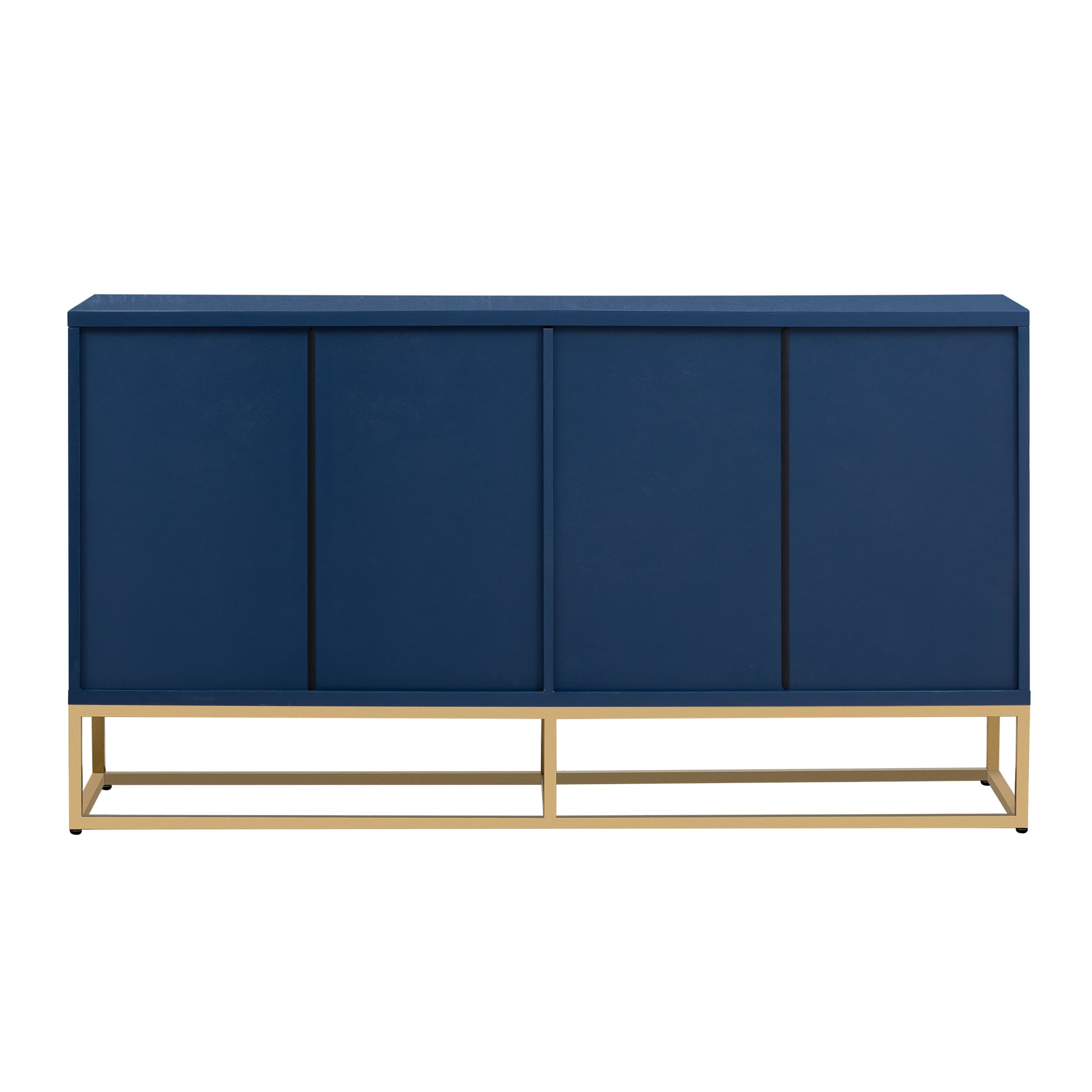 Four Door Metal Handle Storage Cabinet, Adjustable Shelves, Suitable For Corridor, Entrance, Living Room, Study Navy Blue Mdf