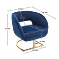 Coolmore Upholstered Tufted Living Room Chair Textured Linen Fabric Accent Chair With Metal Stand Navy Velvet