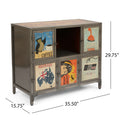 Wooden Iron Cabinet Multicolor Wood