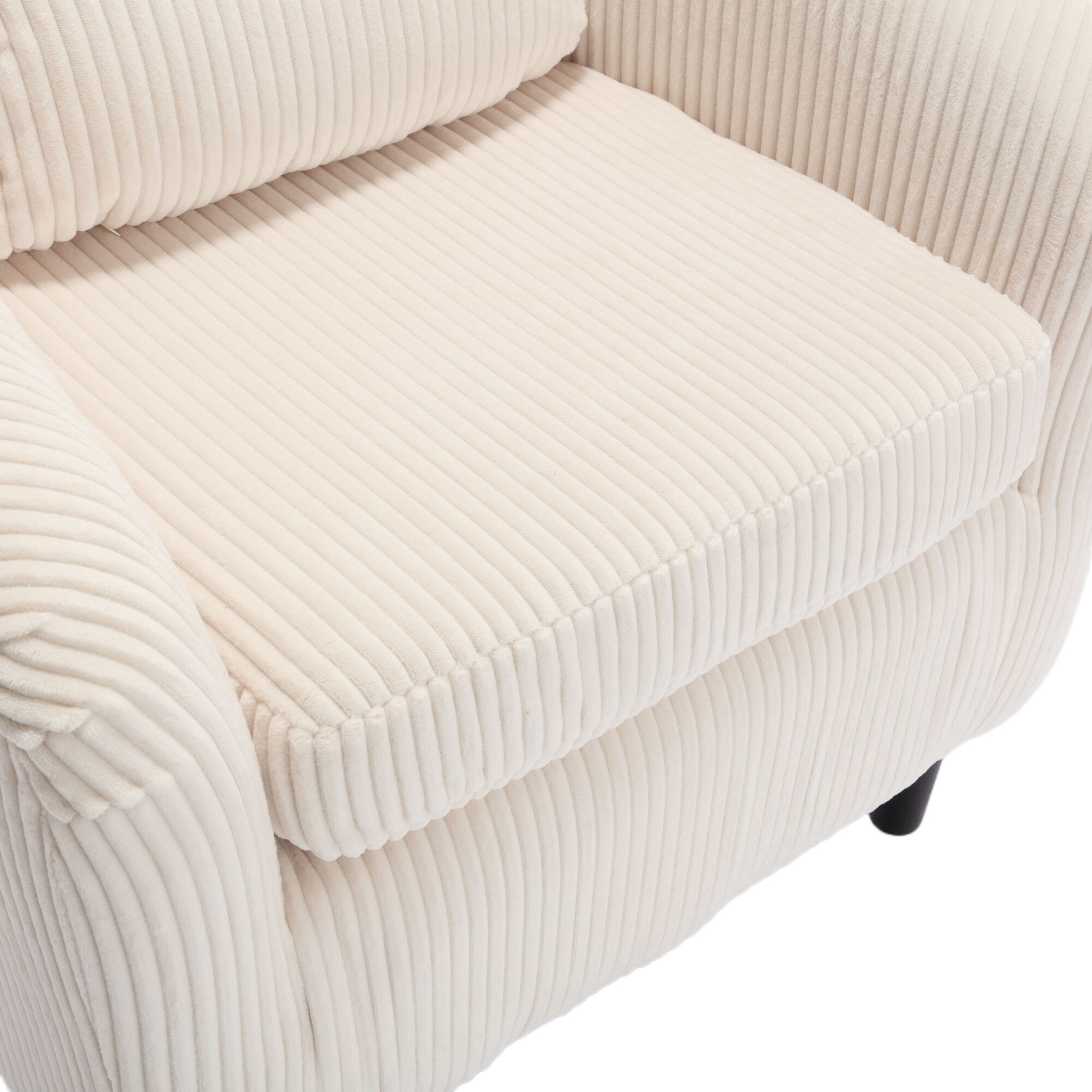 Coolmore Living Room Accent Barrel Chair, Century Modern Style Decorative Chair, Armchair For Living Room With Thick Cushions And Pillows, Comfy Single Sofa Chair, Chair With Wooden Legs,Beige Beige Corduroy