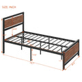 Twin Size Platform Bed, Metal And Wood Bed Frame With Headboard And Footboard, Black Black Metal & Wood