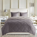 3M Scotchgard Diamond Quilting Reversible Down Alternative Comforter Set King Grey Polyester