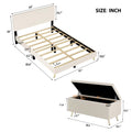 2 Pieces Bedroom Sets Queen Size Upholstered Bed Frame, Modern Corduroy Storage Ottoman,Beige Queen Beige 2 Piece Set Solid Wood Mdf