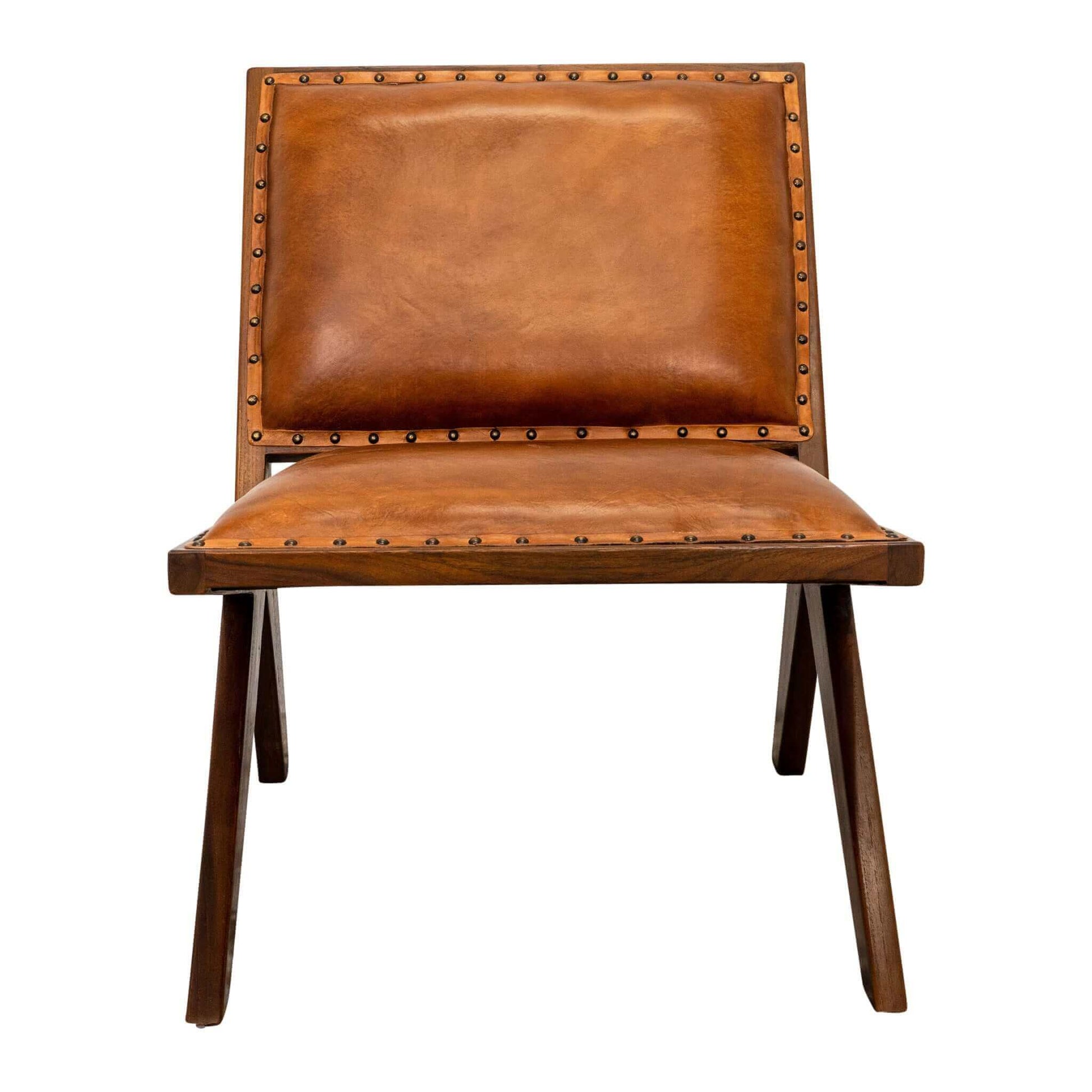 Colin Tan Leather Lounge Chair Brown,Rustic,Tan Brown Mid Century Modern Foam Genuine Leather,Solid Wood