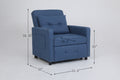 Sleeper Chair 3 In 1 Convertible Chair Bed Pull Out Sleeper Chair Beds Adjustable Single Armchair Sofa Bed With Usb Ports, Side Pocket, Linen Navy Navy Blue Linen Manual Handle Metal Primary Living Space Medium Soft Handle Pine Square Arms Foam Linen