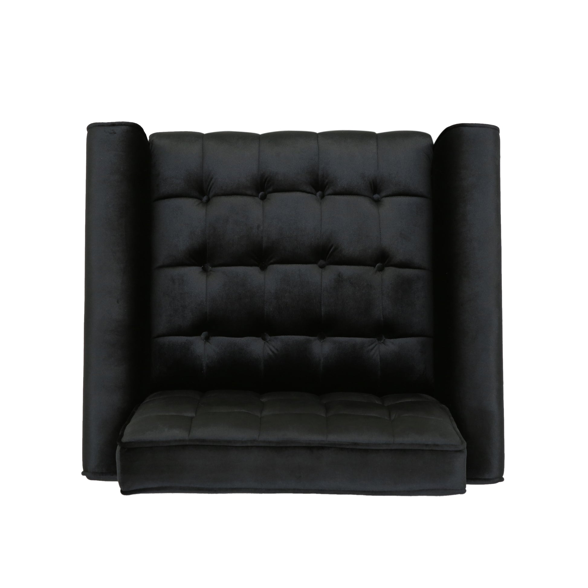 Mirod Comfy Arm Chair With Tufted Backmodern For Living Room, Bedroom And Study Black Velvet