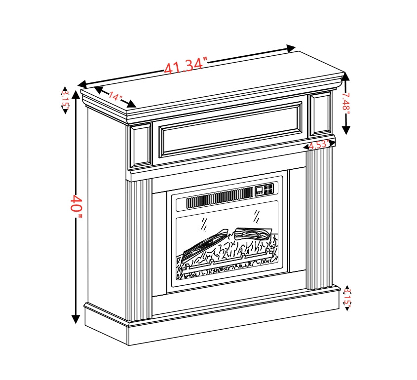 Electric Fireplace With Mantel,Fireplace Mantel Surround With 23" Fireplace Insert, Adjustable Flame, Remote Control White,41.34"W*14"D*40"H White Mdf