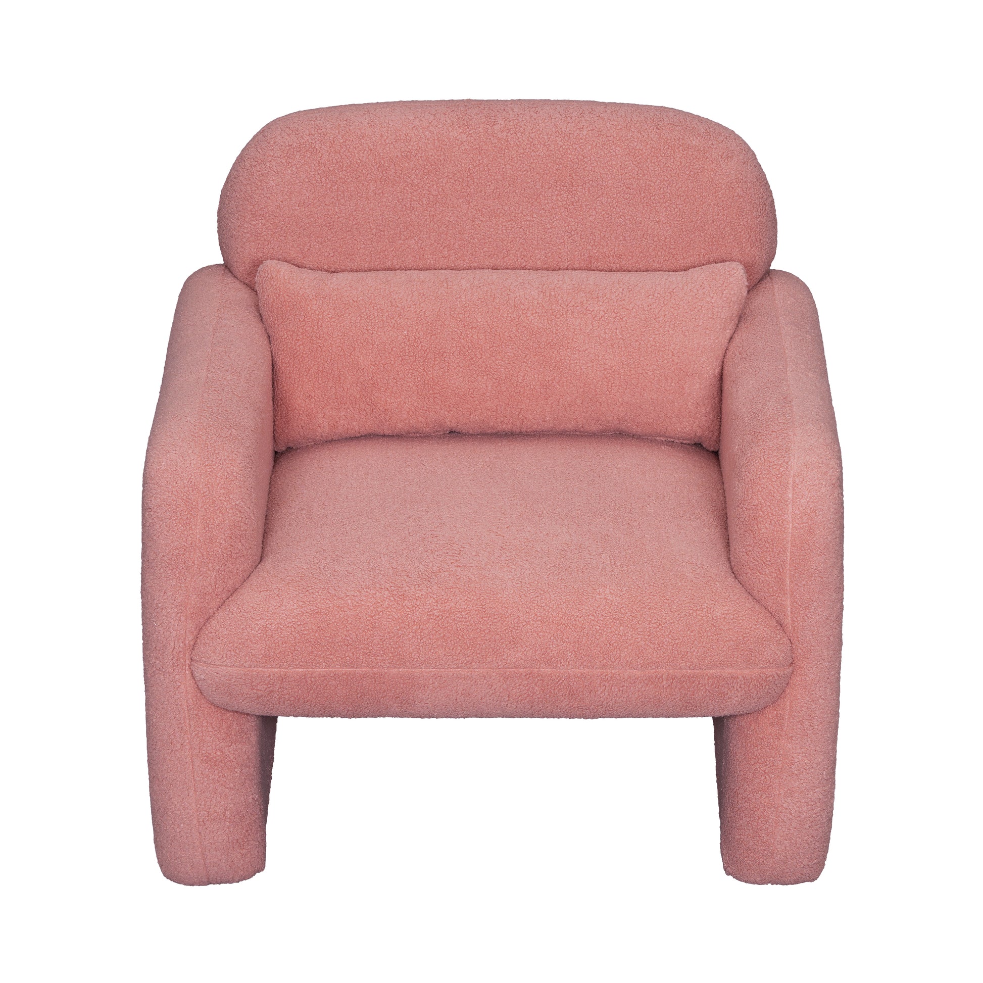 Stylish And Minimalist Teddy Fleece Single Sofa Chair With Arms And Pillow, Armchair, Accent Chair For Living Room, Bedroom, Study,Pink Pink Teddy