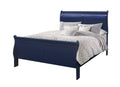 Charlston Blue Full Bed With Led Blue Solid Wood Mdf