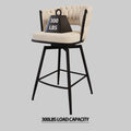 Bar Chair Toweling Woven Bar Stool Set Of 2, Black Legs Barstools No Adjustable Kitchen Island Chairs,360 Swivel Bar Stools Upholstered Counter Stool Arm Chairs With Back Footrest, White White Foam Linen