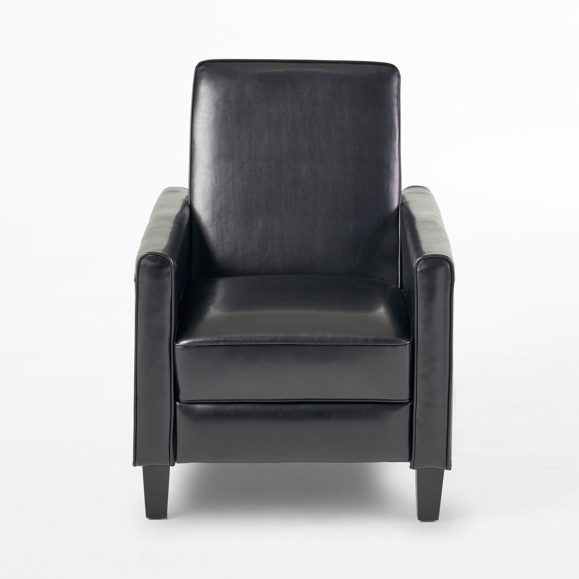 Black Fax Leather Push Back Chair For Elegant Home D Cor Black Pu Leather