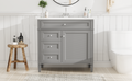 36'' Bathroom Vanity With Top Sink, Modern Bathroom Storage Cabinet With 2 Drawers And A Tip Out Drawer, Single Sink Bathroom Vanity Grey Bathroom Solid Wood Mdf Ceramic,Solid Wood Mdf