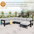 U Shaped Multi Person Outdoor Sofa Set, Suitable For Gardens, Backyards, And Balconies. Grey Seats 6 Aluminum