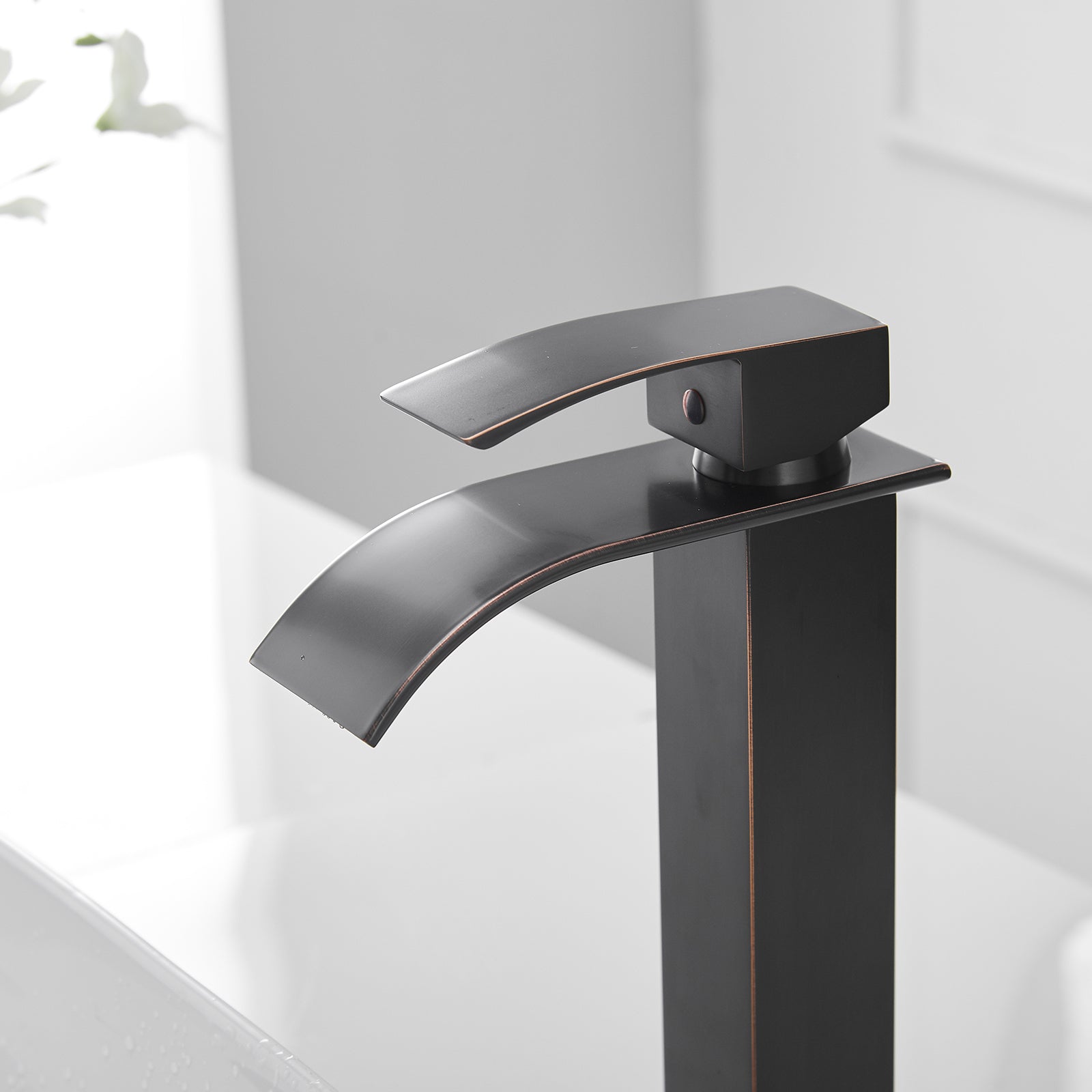 Oil Rubbed Bronze Waterfall Single Handle Low Arc Bathroom Faucet With Drain Oil Rubbed Bronze Brass