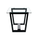 Seating 6 8 People, This Modern, Minimalist Rectangular Dining Table Features A Tempered Glass Top And A Sleek Black Mdf Stand. Suitable For Kitchen, Dining Room, Living Room, Meeting Room Transparent Mdf Glass