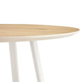A Modern And Minimalist Circular Dining Table With A 42 Inch Diameter Wood Colorer Patterned Tabletop And White Metal Legs. Suitable For Restaurants, Living Rooms, And Conference Rooms. Brown White Mdf Metal