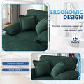 56.3 Inch Corduroy Single Sofa With 2 Toss Pillows And A Ottoman ,Comfy Sofa Deep Seat Couch For Living Room Green Foam 1 Seat