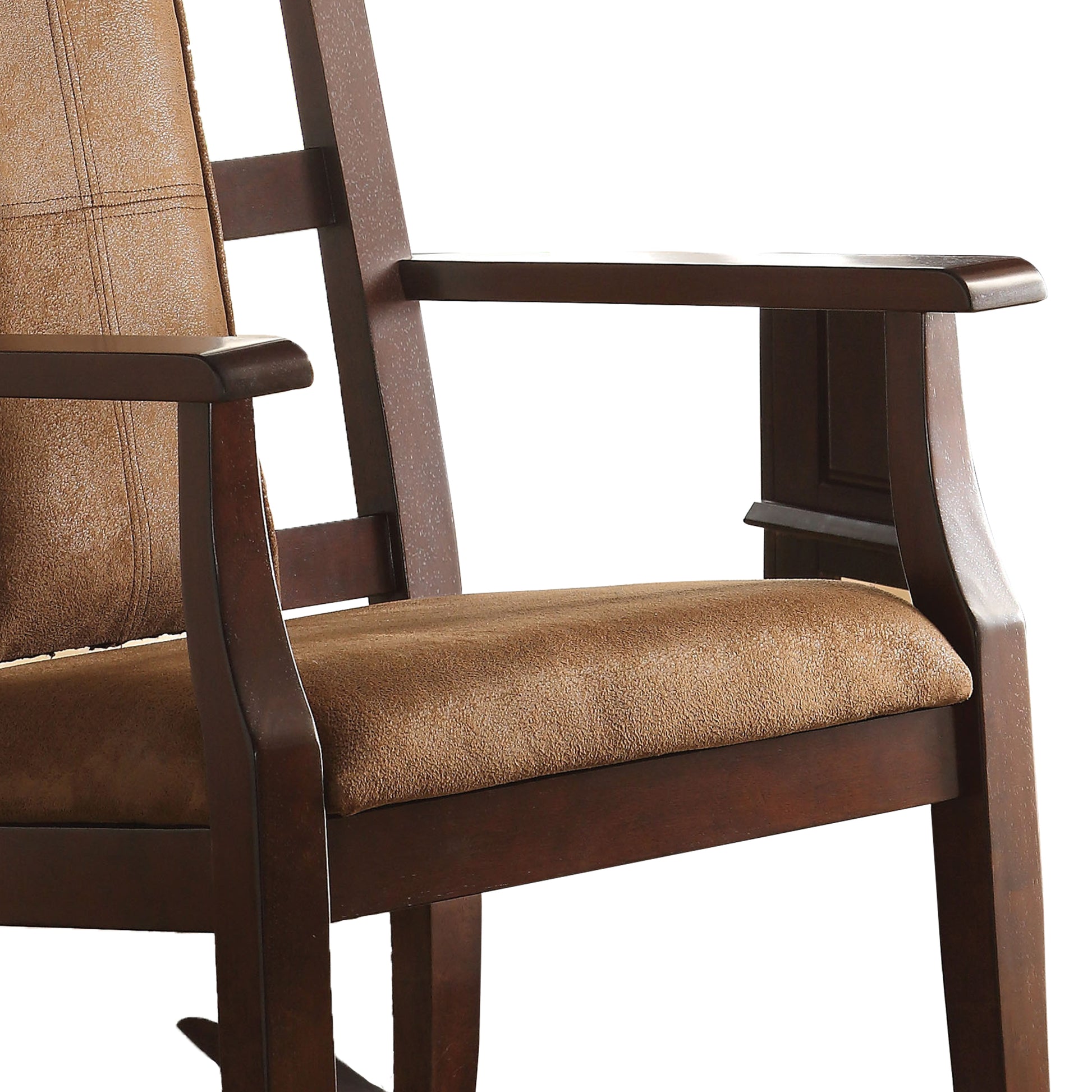 Butsea Wooden Rocking Chair, Brown Brown Fabric