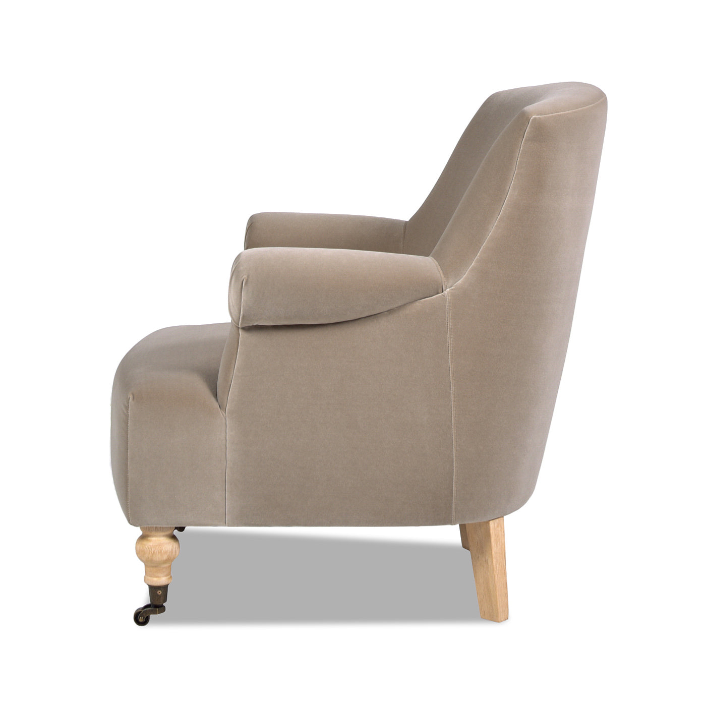 Eloise 30" Pleated Sock Arm Accent Armchair, Mink Beige Performance Velvet Mink Foam Velvet