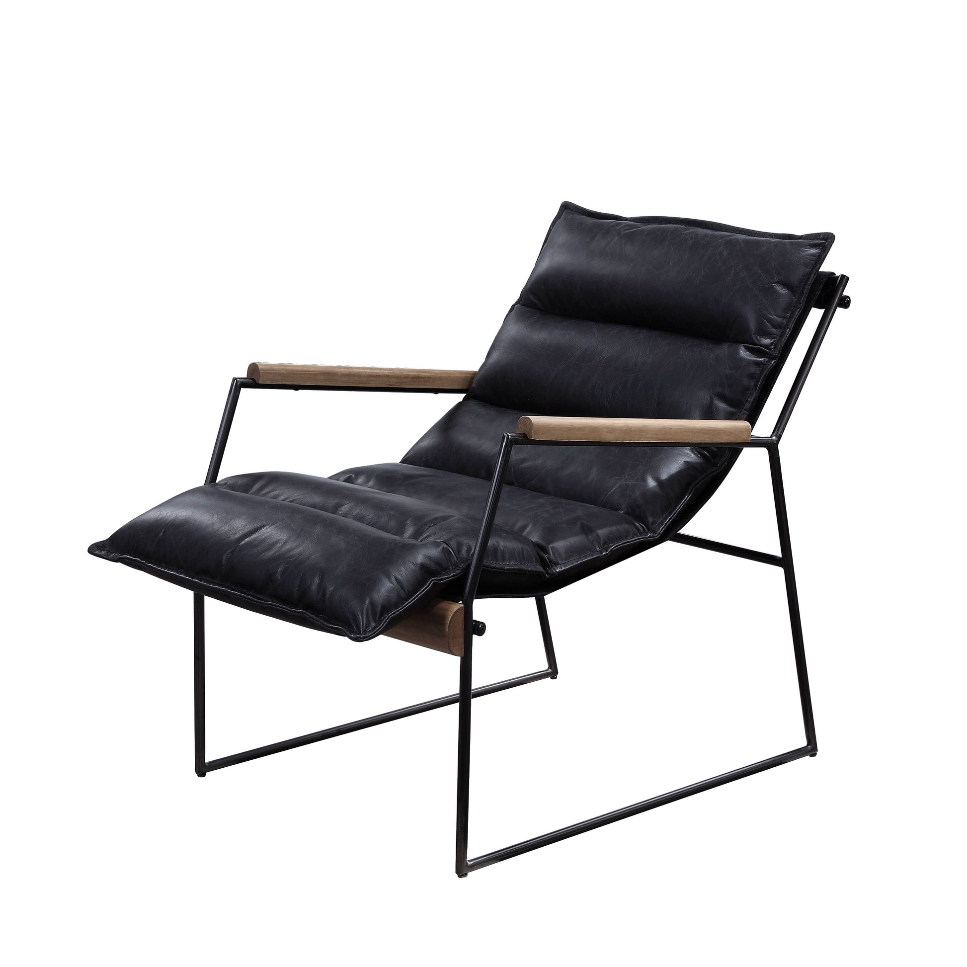 Distress Espresso And Matt Iron Accent Chair With Sled Base Espresso Primary Living Space Genuine Leather