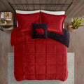 Plush To Sherpa Down Alternative Comforter Set King Red Black Polyester